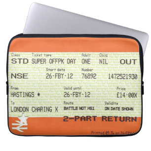 Train ticket  laptop sleeve
