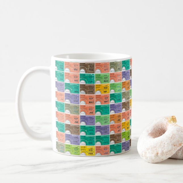 Train ticket montage coffee mug (With Donut)