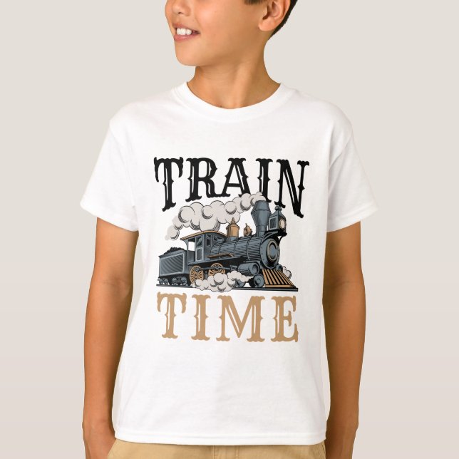 Train Time Model Railroad Railway Hobbyist T-Shirt (Front)