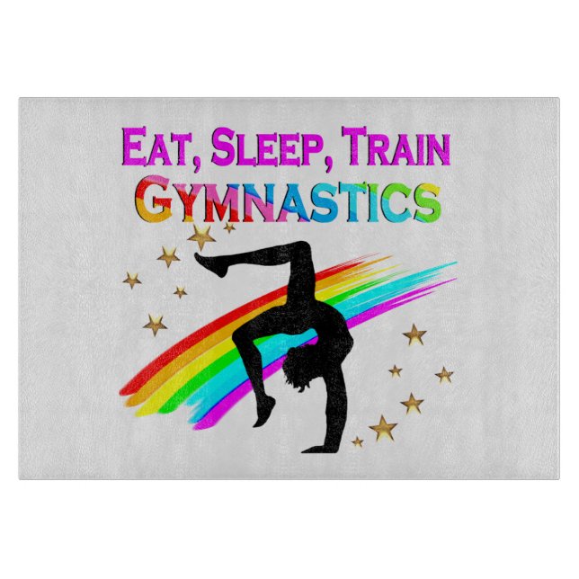 TRAIN TO BE A GYMNASTICS CHAMPION CUTTING BOARD (Front)