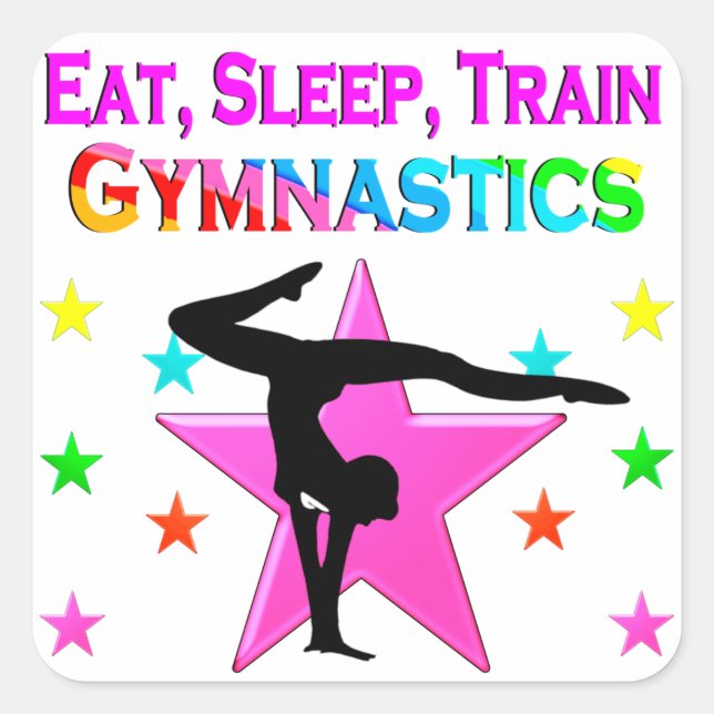 TRAIN TO BE A GYMNASTICS CHAMPION SQUARE STICKER (Front)