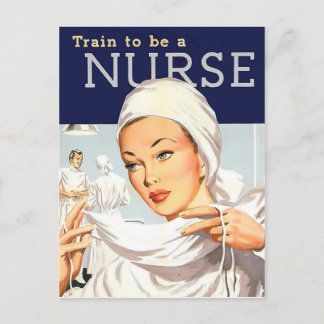 Train to be a nurse, hospital, vintage postcard