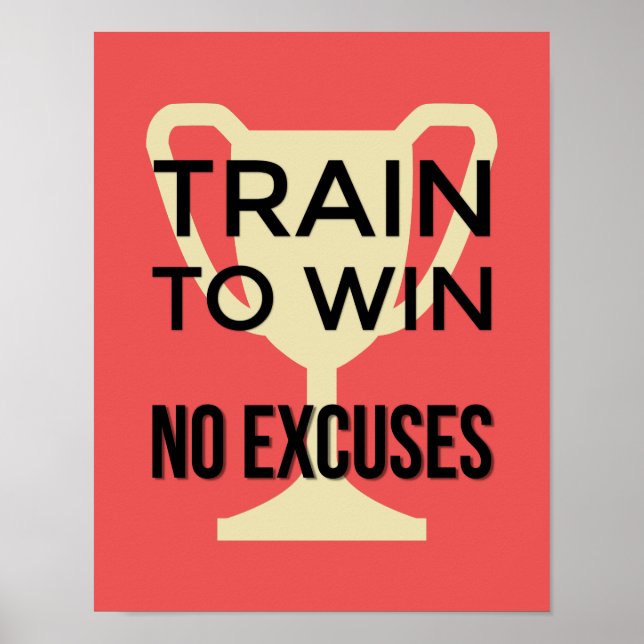 Train to win red sports motivational poster (Front)