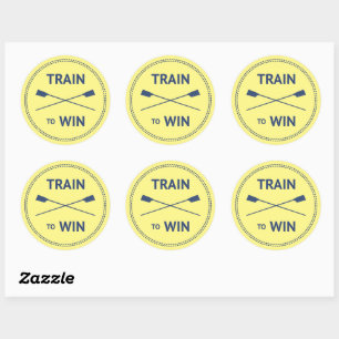 Train to win sport quote rowing motivation classic round sticker