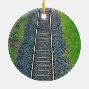 Train Track Railway in Nature, Landscape Ceramic Ornament