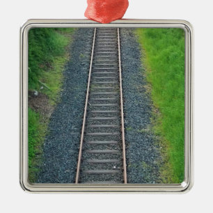 Train Track Railway in Nature, Landscape Metal Ornament