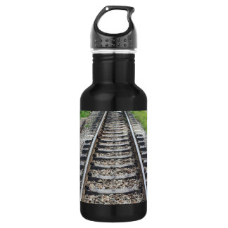 Train Tracks Along Grass Closeup 532 Ml Water Bottle