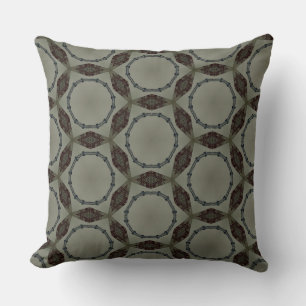 Train Tracks in Circle on a Brown and Grey Design Throw Pillow