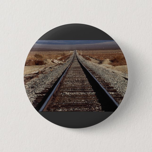 Train tracks, Mojave Desert, California, U.S.A. 2 Inch Round Button (Front)