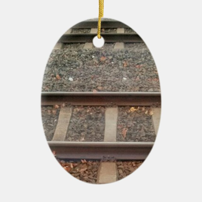 Train Tracks, Railway Ceramic Ornament (Front)