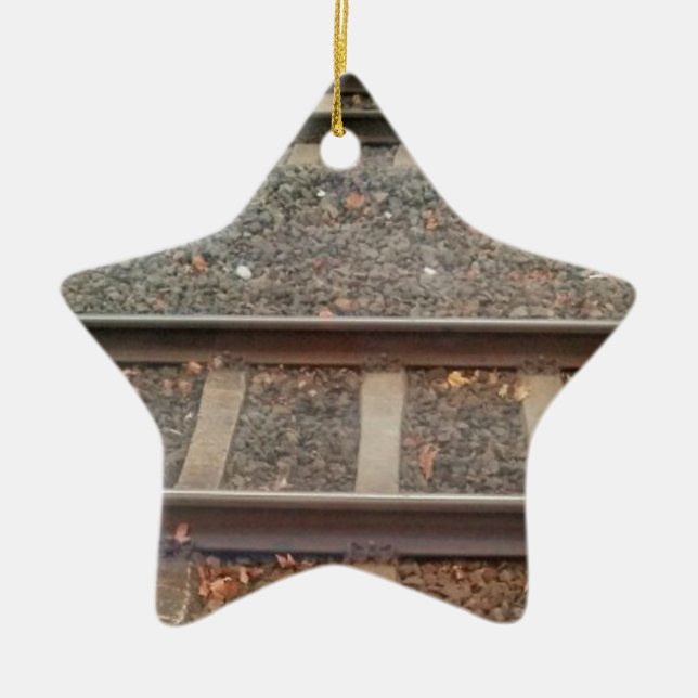 Train Tracks, Railway Ceramic Ornament (Front)