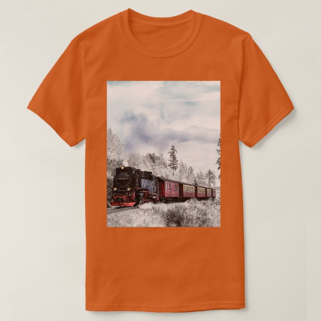 Train Transportation Winter Season T-Shirt (Design Front)