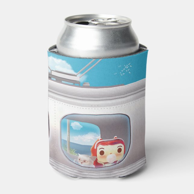 Train Trip with Cat Can Cooler (Can Front)