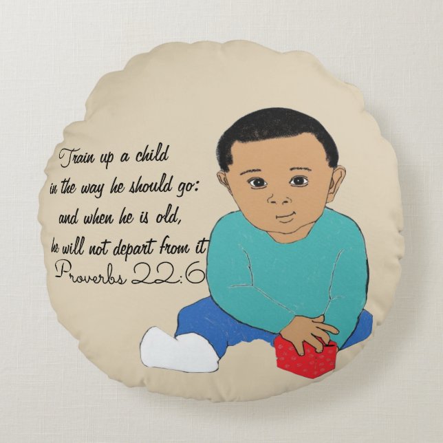 Train up a child in the way he should go round pillow (Front)