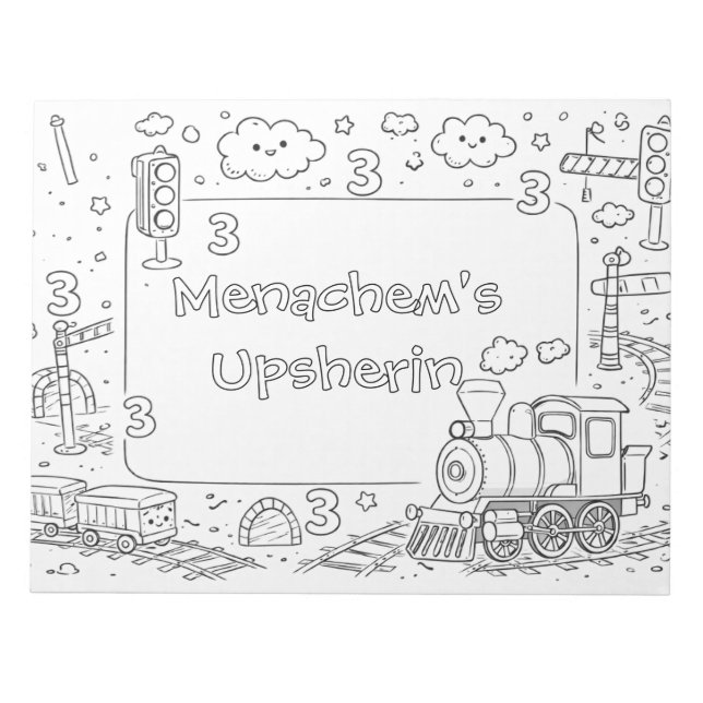 train upsherin colouring page notepad (Front)