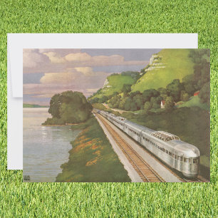 Train vintage à Country, carte de chemin de fer de