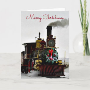 Train vintage avec Joyeuse carte de voeux de Noël
