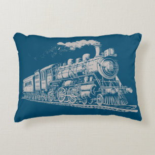 Train Vintage Graphic Design Sketch Retro Steam  Accent Pillow