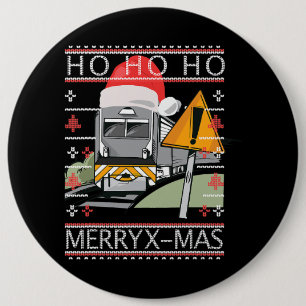 Train with Christmas Hat Steam Train Train Driver 6 Inch Round Button