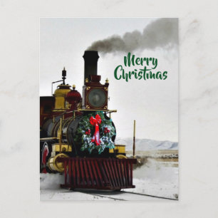 Train with Merry Christmas Postcard