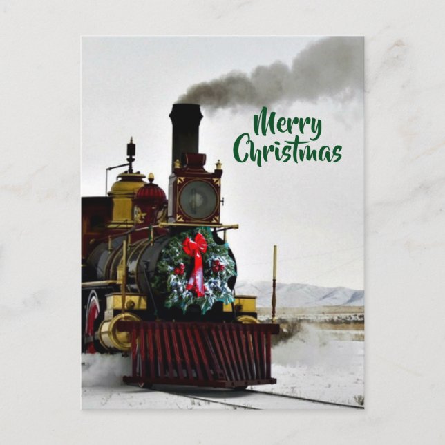 Train with Merry Christmas Postcard (Front)