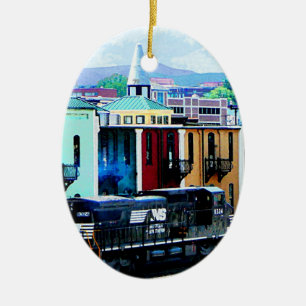 Train with Two Locomotives Roanoke, VA Ceramic Ornament