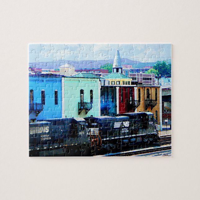 Train with Two Locomotives Roanoke, VA Jigsaw Puzzle (Horizontal)