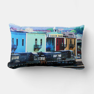 Train with Two Locomotives Roanoke, VA Lumbar Pillow