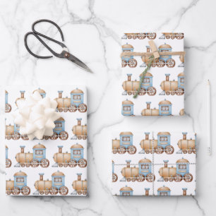 Train Wrapping Paper Sheet