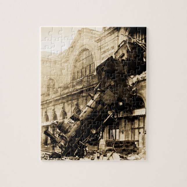 Train Wreck at Montparnasse 1895 Vintage Jigsaw Puzzle (Vertical)