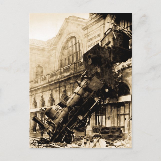 Train Wreck at Montparnasse 1895 Vintage Postcard (Front)