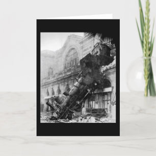 Train Wreck at Montparnasse, railroad disaster Card