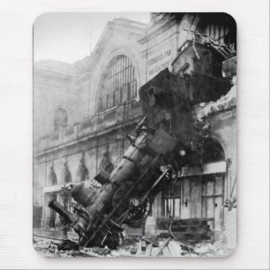 Train Wreck at Montparnasse, railroad disaster Mouse Pad