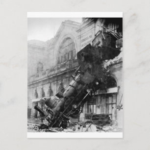 Train Wreck at Montparnasse, railroad disaster Postcard