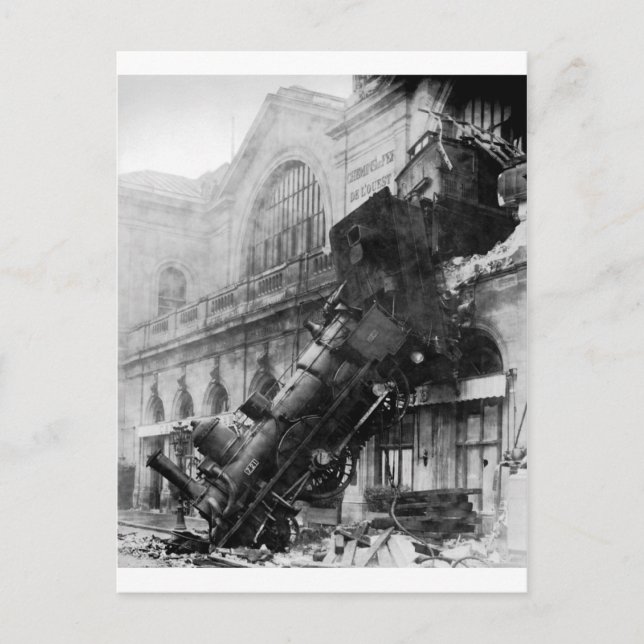 Train Wreck at Montparnasse, railroad disaster Postcard (Front)