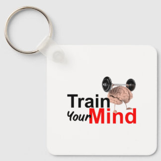 Train Your Mind Motivational Brain Workout Design Keychain