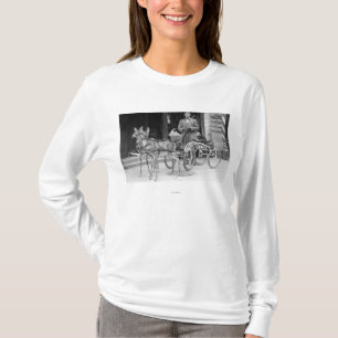 Trained Deer Harnessed to an Odd Sleigh on Wheel T-Shirt