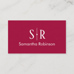 Trainer Monogram &Photo Professional Red Violet Business Card
