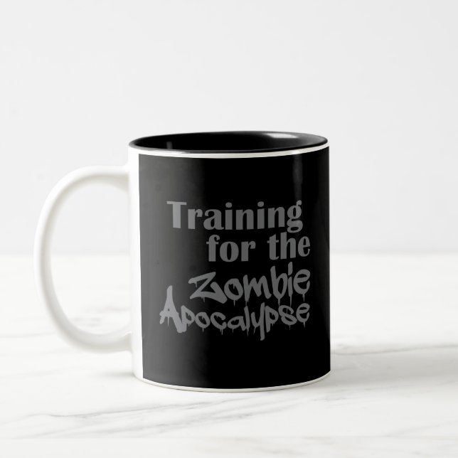 Training For The Zombie Apocalypse Funny Two-Tone Coffee Mug (Left)
