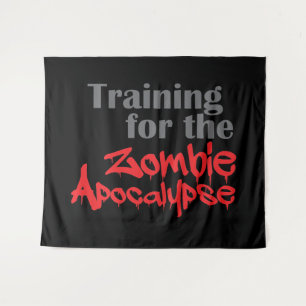 Training For The Zombie Apocalypse Funny Workout Tapestry