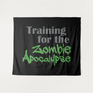 Training For The Zombie Apocalypse Funny Workout Tapestry
