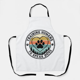 Training Humans to Speak Dogs Vintage Paw Badge_1 Apron