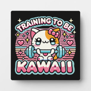 Training to Be Kawaii - Cute Funny Anime Gym Cat Plaque