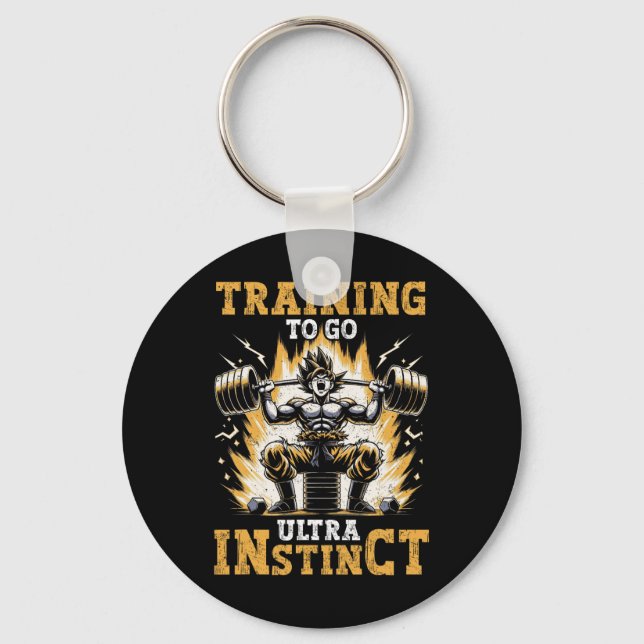 Training To Go Ultra Instinct Gym Weightlifting Di Keychain (Front)