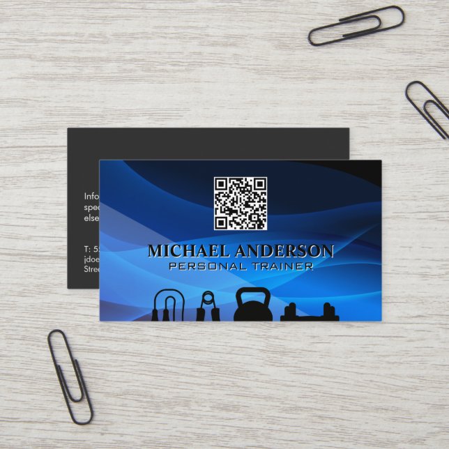 Training Workout Equipment | Fitness | QR Business Card (Front/Back In Situ)