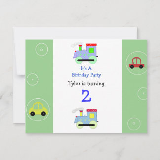 Trains and Cars Birthday Invitation