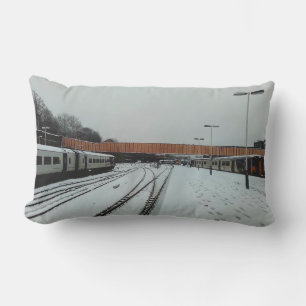 Trains , at the station lumbar pillow