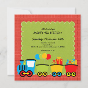 Trains Birthday theme Invitation