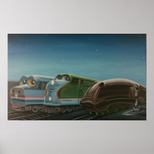 Trains in Boston Yard Poster