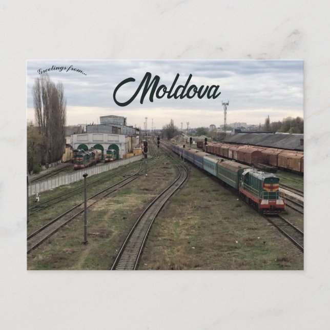 Trains in Chisinau Moldova Postcard (Front)